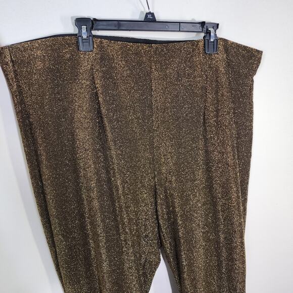 Torrid Pants Womens 4X 26 Gold Lurex Hollywood Flare Pull On Wide Band Metallic - Picture 4 of 10